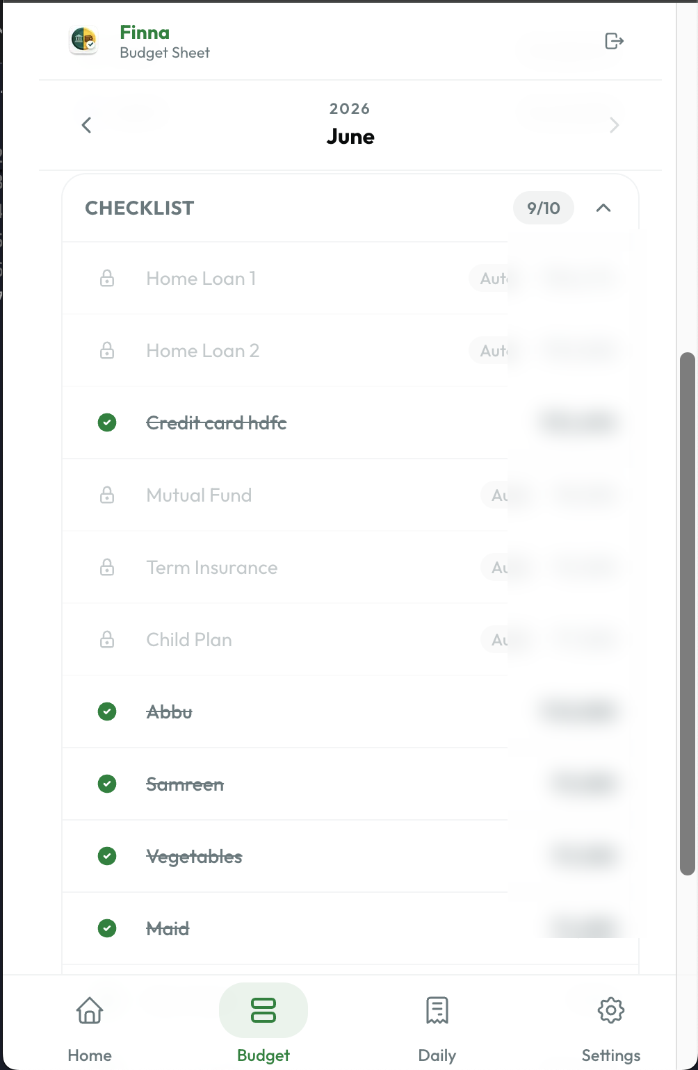 checklist view